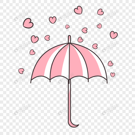 粉色雨伞和爱心雨图片