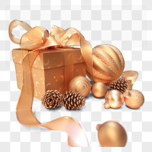 圣诞节3d立体金色礼盒图片