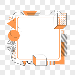 抽象孟菲斯边框文本框橙色形状图片