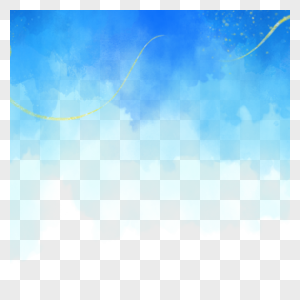 天空蓝曲线水彩边框图片