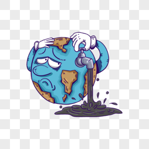 地球废水污染插画图片