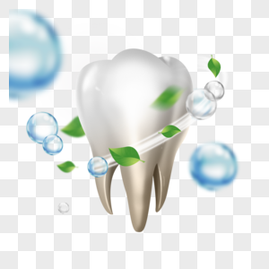 绿叶清新光效牙齿健康图片