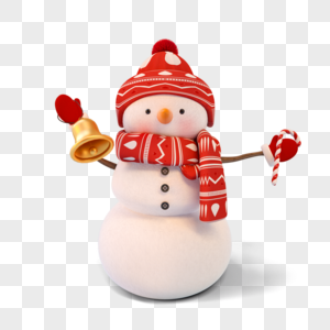 圣诞节白色立体铃铛雪人图片