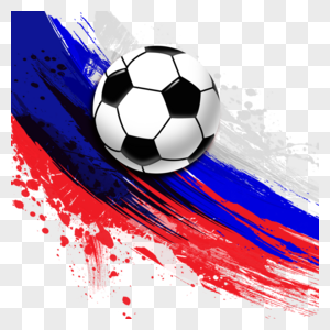 蓝红色水彩世界杯足球图片