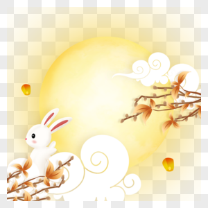 金色月光中秋节满月兔子图片
