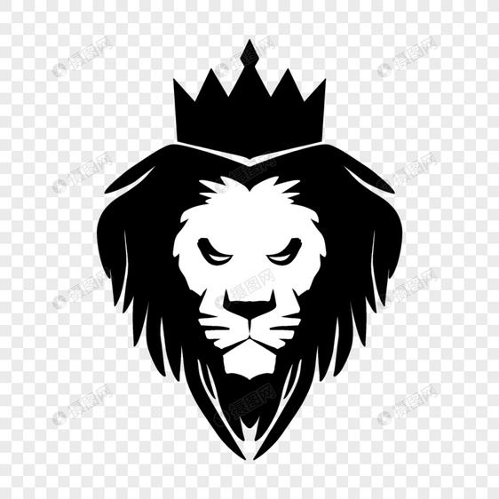 单色皇冠狮子图标图片