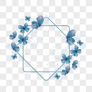 水彩蝴蝶蓝色边框图片