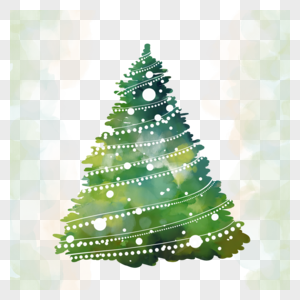 圣诞节圣诞树水彩节日卡图片