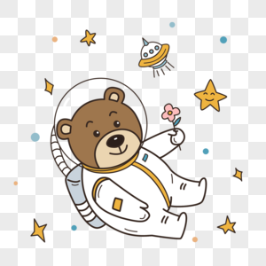 可爱宇宙胖棕熊动物宇航员图片