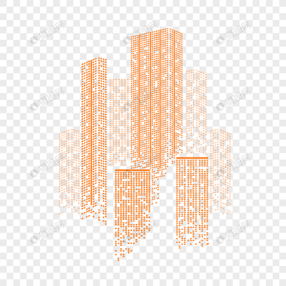 橙色抽象色块组合城市建筑图片