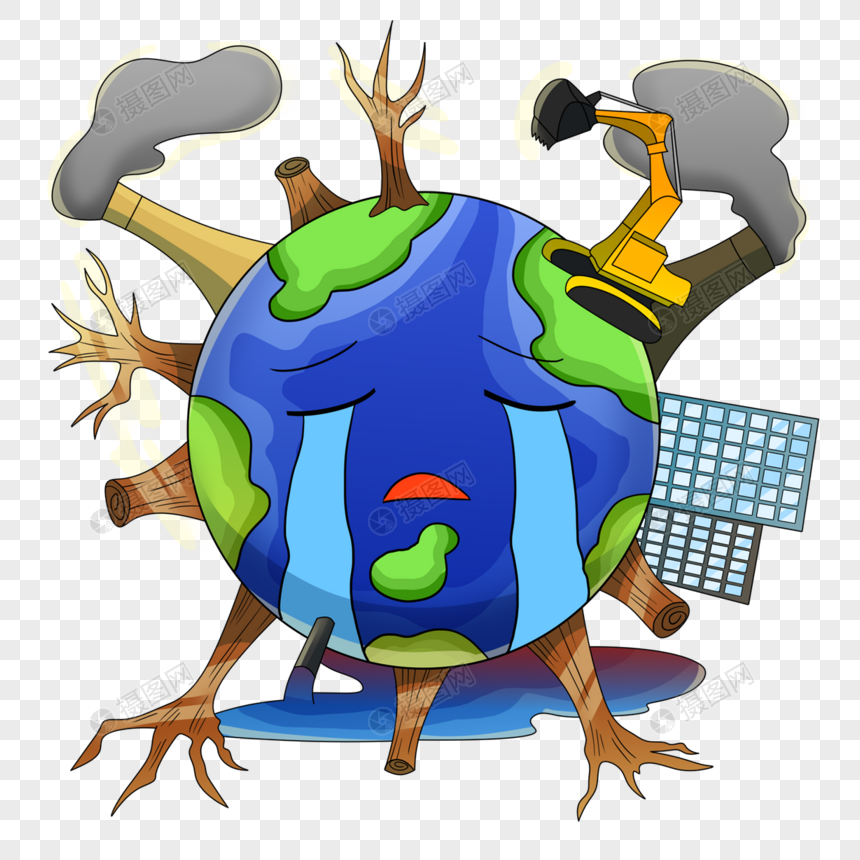 哭泣的被污染的地球剪贴画