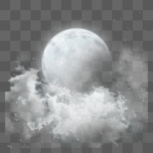 夜空云朵白色月亮图片