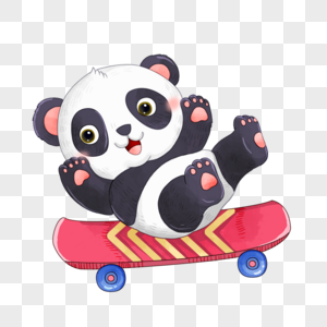 卡通可爱的熊猫玩滑板图片