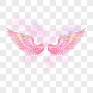 粉色水彩翅膀晕染羽毛图片