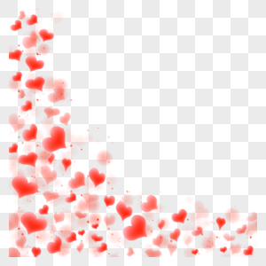 红色颗粒和爱心情人节渐变光效爱心边框图片
