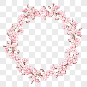粉色花环春天樱花边框图片