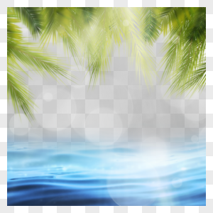 夏季沙滩质感蓝色海水边框图片