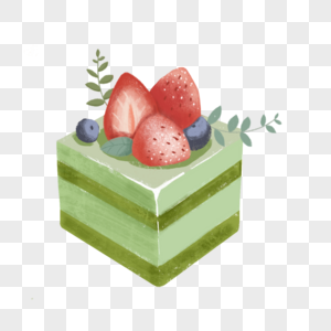 抹茶甜品草莓岩浆蛋糕高清图片