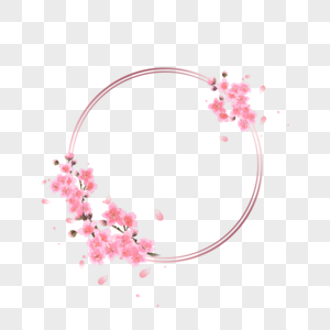 可爱圆形桃花花卉边框图片