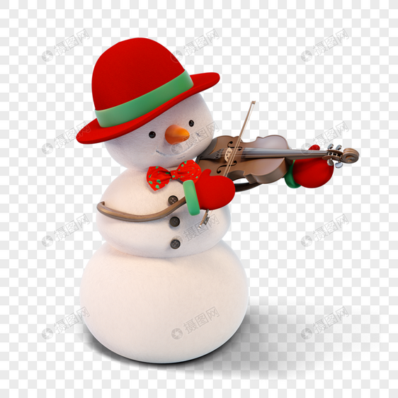圣诞节白色立体雪人小提琴图片
