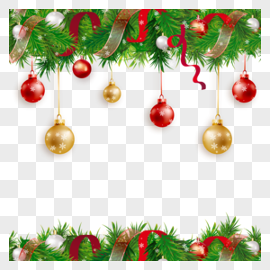圣诞节圆球丝带边框标签装饰图片