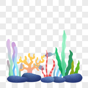 水彩海底生态环境边框图片