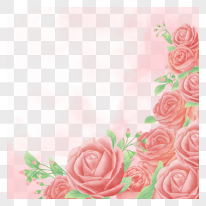 粉红色玫瑰花水彩花卉边框图片