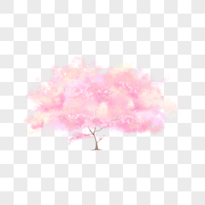 粉色水彩樱花树梦幻花朵图片