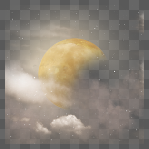 月食金色月亮夜空云朵背景图片