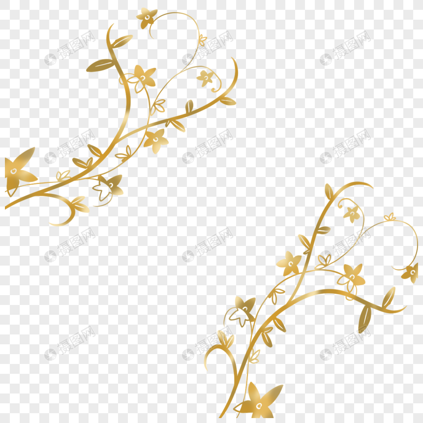 光效花朵植物枝条金边边框图片