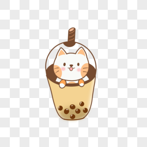 奶茶杯里的可爱猫咪图片