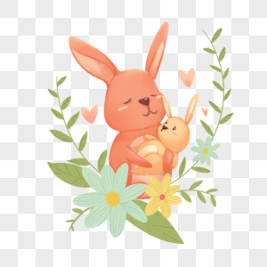 母亲节可爱动物小兔图片