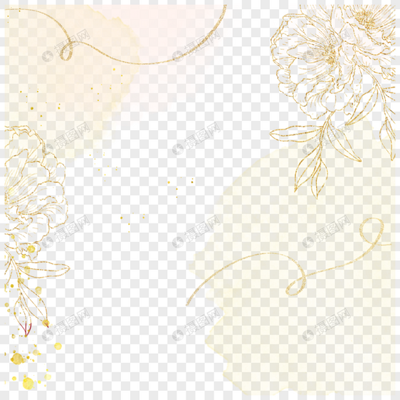 素描金线春季花卉边框图片