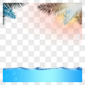 夏季棕榈树海水边框图片