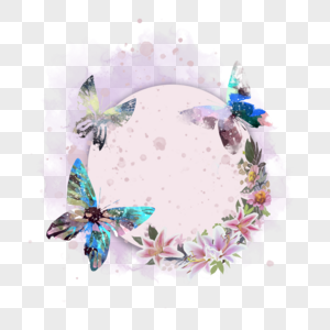 春季蝴蝶花卉边框图片