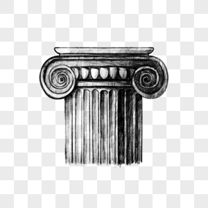 古希腊建筑柱子创意写实素描图片