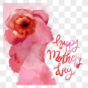 水彩花卉母亲节头戴花朵的妈妈图片