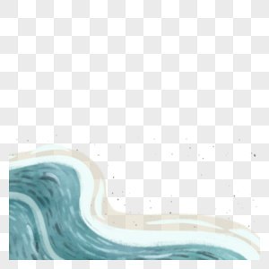 手绘蓝绿色海水沙滩边框图图片