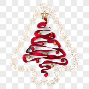 圣诞树3d红色丝带图片