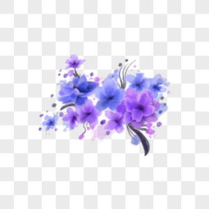 蓝紫色紫罗兰水彩花卉剪贴画图片