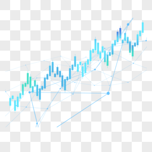 股票k线图上升趋势财务交易蓝色渐变蜡烛图图片