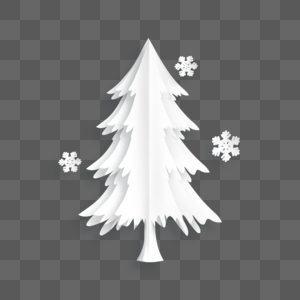 手工制作白色圣诞树剪纸图片