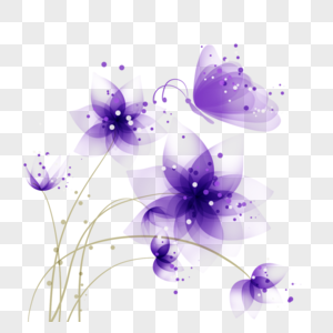 水彩金粉抽象紫色花卉图片