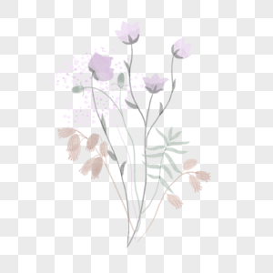 野花婚礼花束水彩风格淡紫色图片