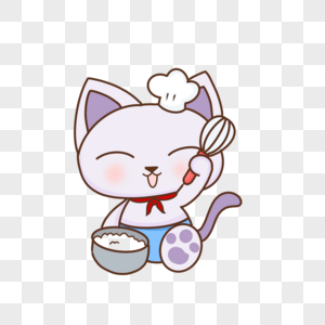 可爱紫色猫咪厨师图片