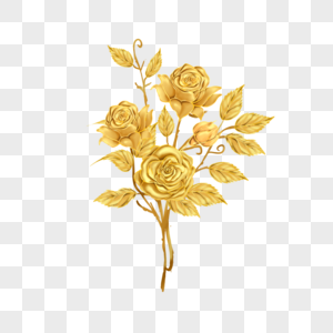 金色玫瑰金叶子剪贴画高清图片