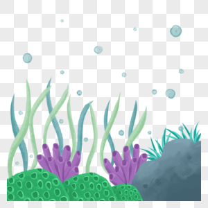水彩海洋珊瑚生物卡通海草图片