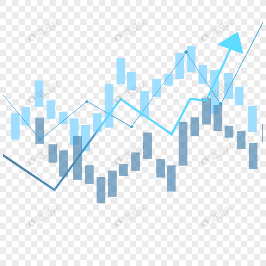 股票k线图上升趋势市场交易蓝色蜡烛图图片