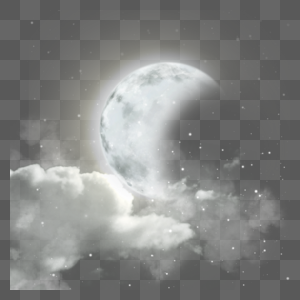 云朵夜空月食景色图片