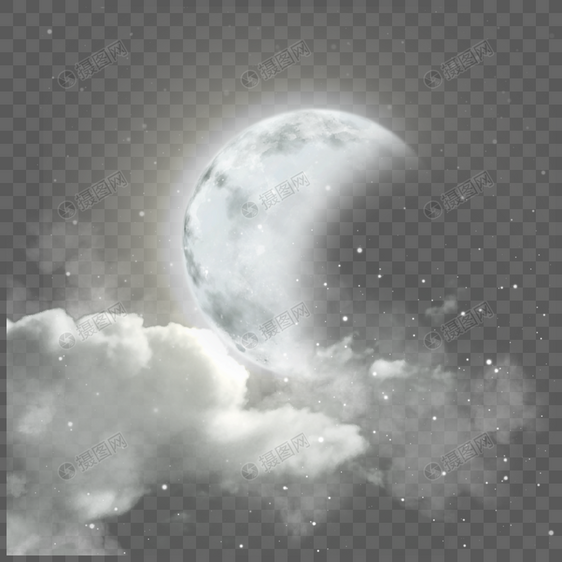 云朵夜空月食景色图片